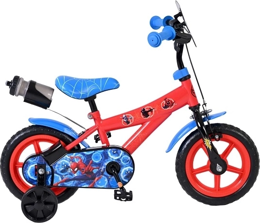 Spider-Man kinderfiets 12″ met zijwieltjes en bidon