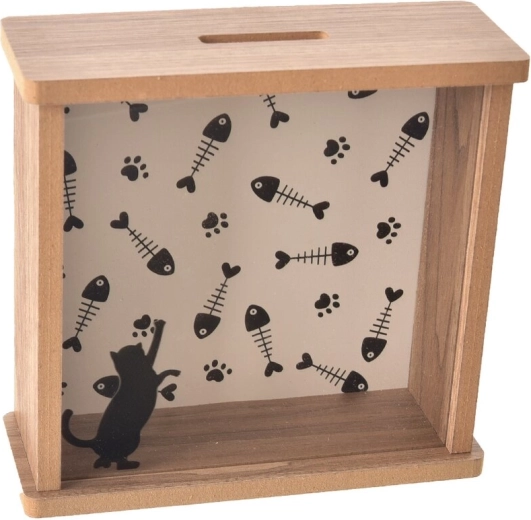 Houten spaarpot Lovely Cat