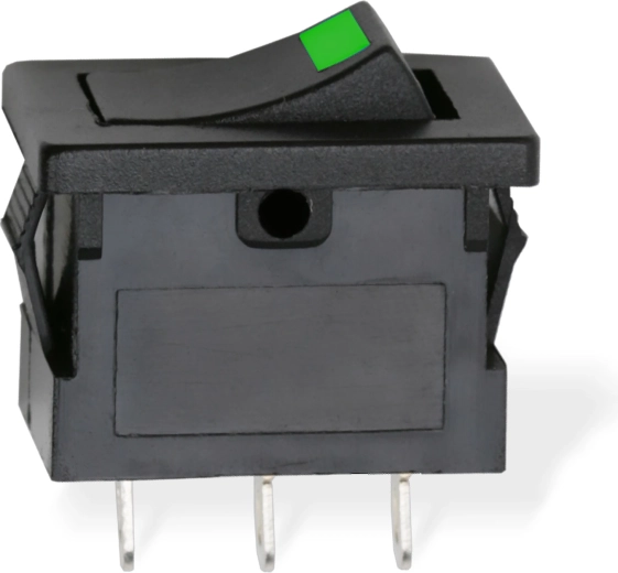 Zwarte wipschakelaar met groene LED