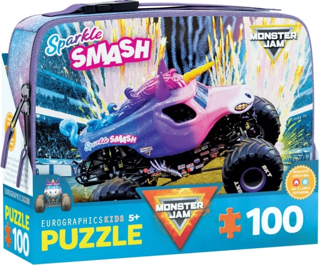 Puzzel in snackbox MONSTER JAM Sparkle Smash 100 stukjes