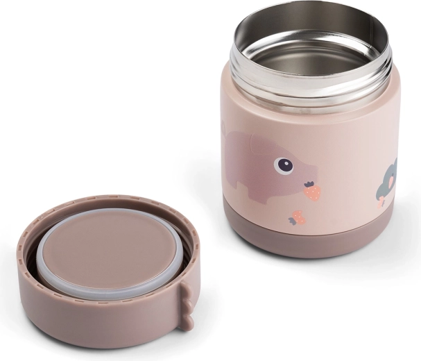 Done by Deer thermische voedselpot Tiny farm roze 300 ml