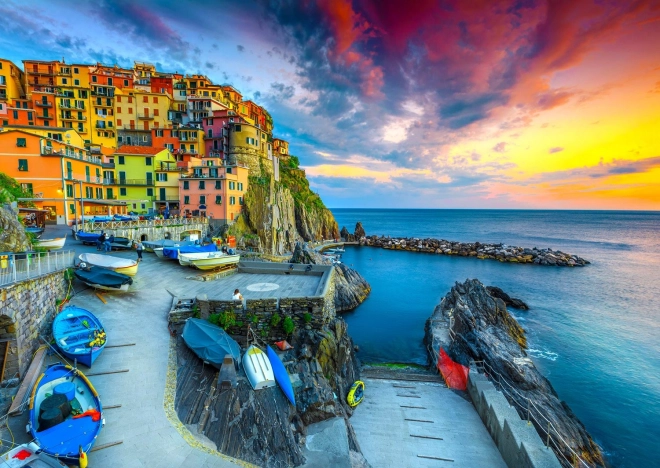 Puzzel Haven van Manarola bij zonsondergang 1000 stukjes