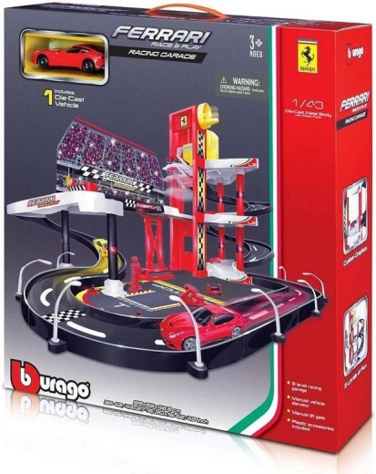 Bburago Ferrari Race+Play garage met racebaan en autootje 1:43
