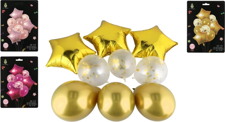 Set feestballonnen met sterren in pastelroze - 9 stuks