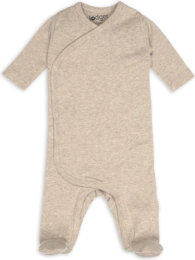 Lodger newborn overall met wikkel-/overslag sluiting melange beige, maat 50