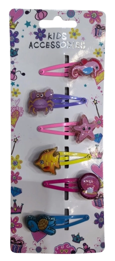 PINK set haarspeldjes zeedieren mix, 6 stuks