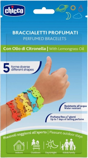 Chicco geparfumeerde siliconen armbandjes met citronella 5 stuks