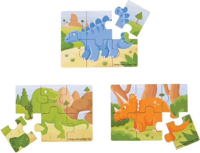 Houten puzzel 3-in-1 dinosaurussen BIGJIGS TOYS