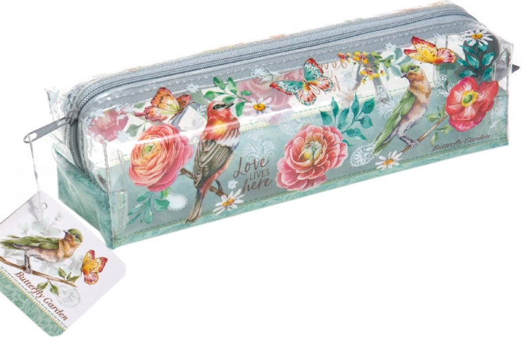 Transparant etui voor pennen of cosmetica Argus Butterfly Garden - 1 stuk