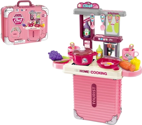 Kinderkeukentje in koffertje met accessoires