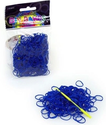 Set elastiekjes voor het vlechten van armbandjes donkerblauw (250 stuks) met haaknaald en sluitingen