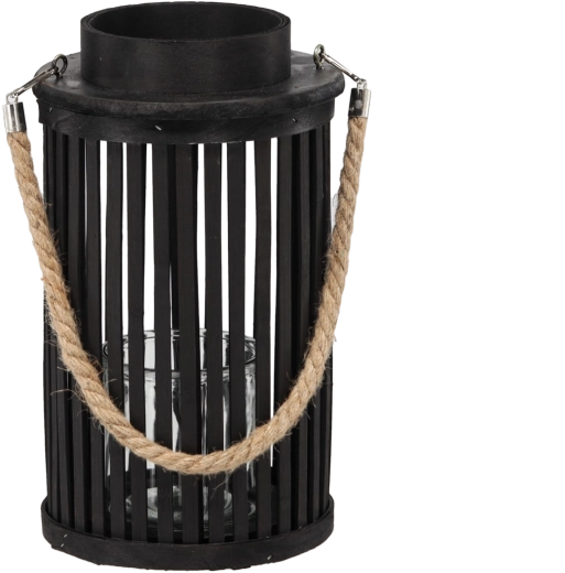Houten lantaarn 30 × 20 cm zwart