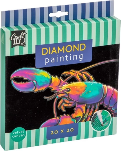 Craft ID diamant painting op fluweeldoek – kreeft 20 × 20 cm
