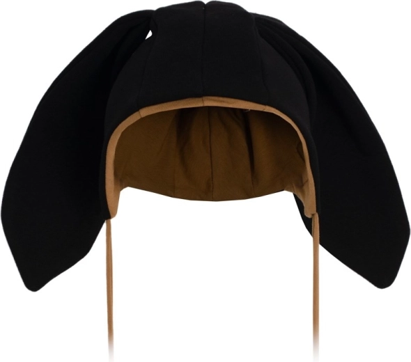 Baby katoenen muts met oortjes New Baby Favorite zwart (3–6 maanden)