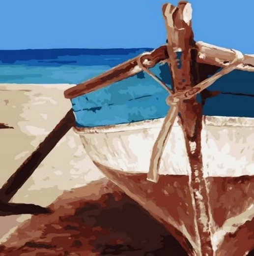 Norimpex Schilderen op nummer Boot op het strand 40 × 50 cm