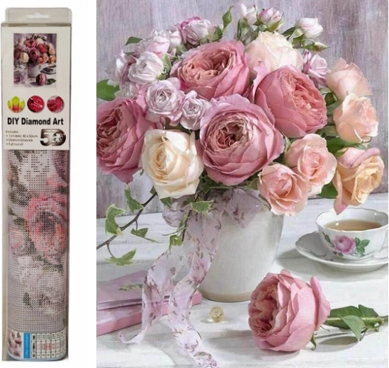 Diamantmozaïek bloemen in een vaas - 1 stuk