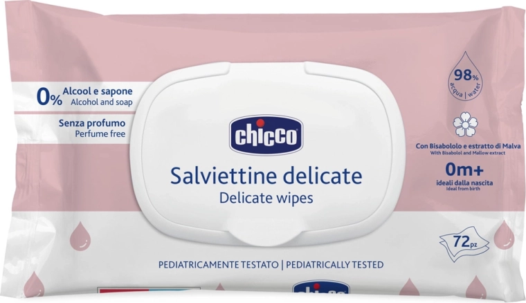 Chicco baby vochtige doekjes Delicate met kamille 72 stuks