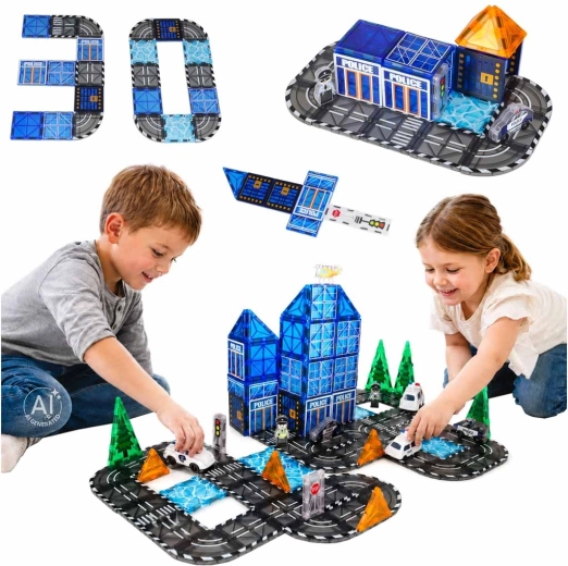 Magnetische 3D-constructieblokjes Politie – 91 delen