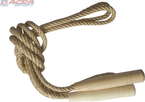 Acra springtouw van jutetouw 2,5 m met houten handgrepen - 1 stuk