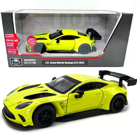 Metalen model Aston Martin Vantage GT3 met licht en geluid op schaal 1:31