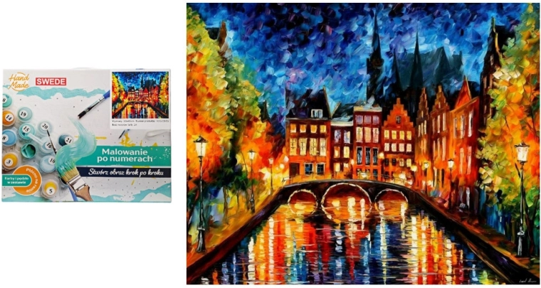 Schilderen op nummer Stad bij nacht