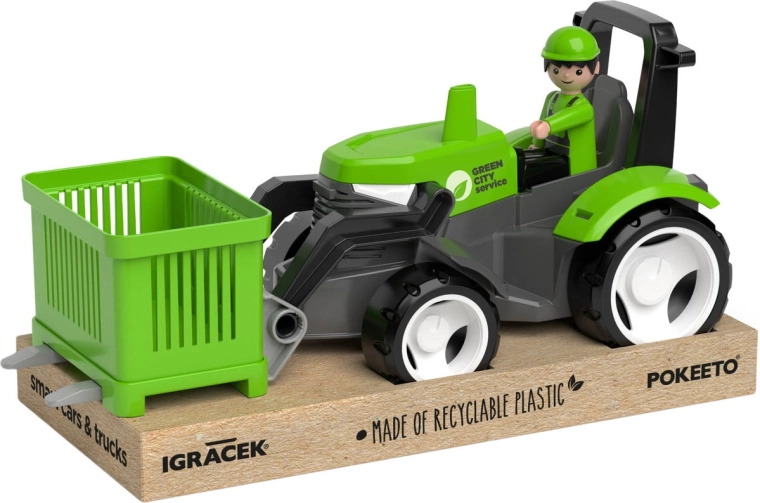 EFKO Igráček MultiGO groene tractor met vorken, figuurtje en pallet