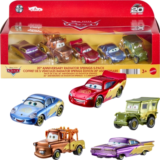Mattel Disney Pixar Cars jubileumverzamelset met 5 metalen autootjes voor het 20-jarig jubileum