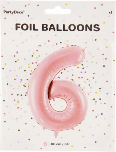 Folieballon cijfer 6 roze 86 cm