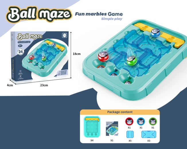 Knikkerlabyrintspel 22 × 17 × 3,6 cm