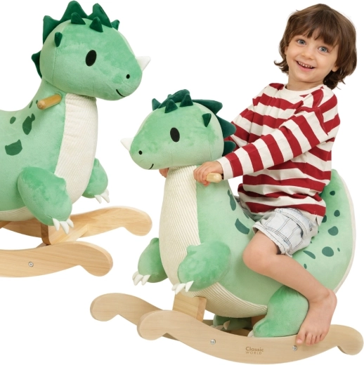 Classic World zachte pluche-houten hobbelende dinosaurus