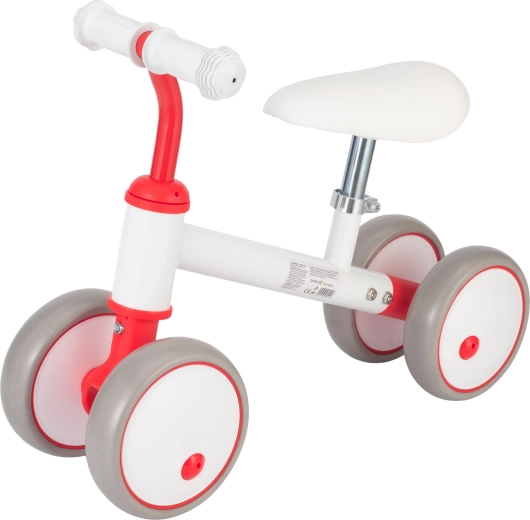 Sparkys loopfiets met vier wielen, wit-rood