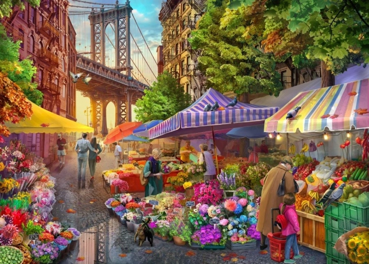 Puzzel Bloemenmarkt in Brooklyn 500 stukjes BLUEBIRD