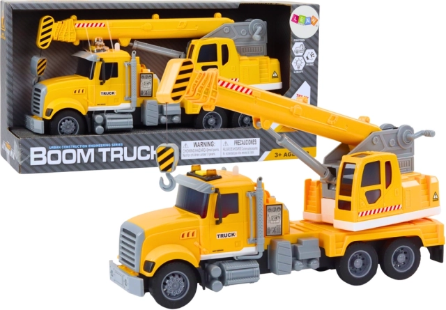 Gele vrachtkraan met wrijvingsaandrijving en licht- en geluidseffecten