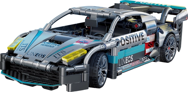 Bouwset grijze auto met terugtrekmechanisme (507 onderdelen) - 1 stuk