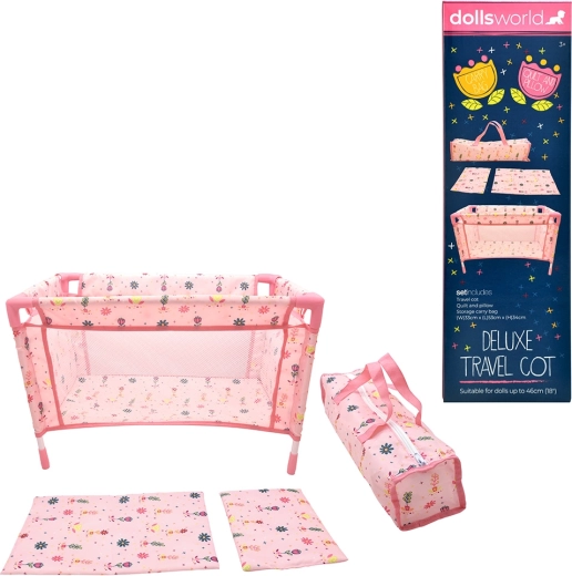 Dolls World draagbaar reisbedje voor poppen tot 46 cm