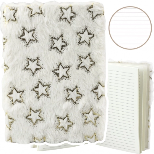 Notitieboek met pluchen omslag Gouden Sterren A5 80 vellen