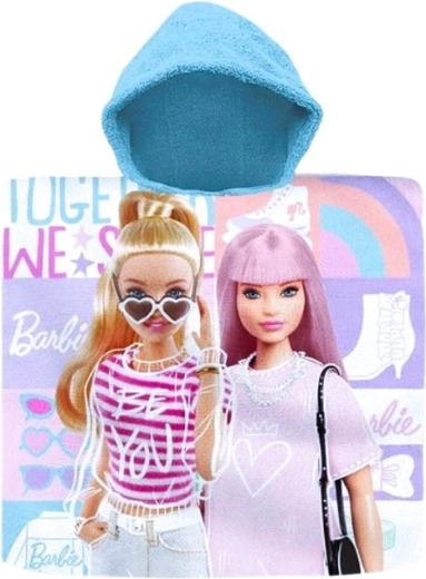 Kinderbadponcho met capuchon BARBIE van katoen