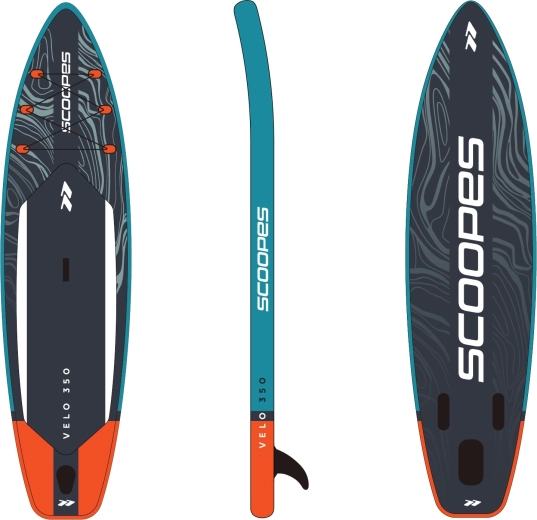 Opblaasbaar SUP-paddleboard LAGO 350 cm met accessoireset, grijs