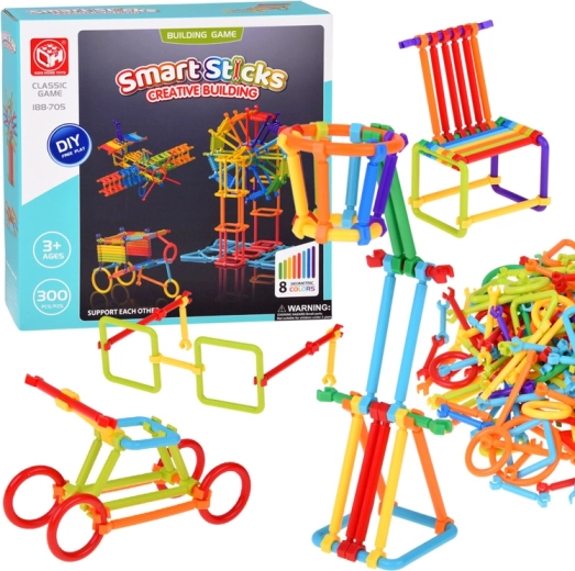 Constructieset Smart Sticks – staafjes en koppelingen, 300 onderdelen