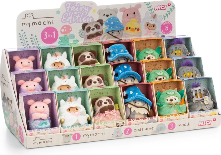 NICI Mymochi Fairy – toonbankdisplay 8 cm, 18 stuks, 3-in-1 assortiment