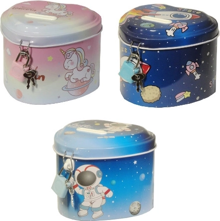 Kinder spaarpot hart met ruimtethema