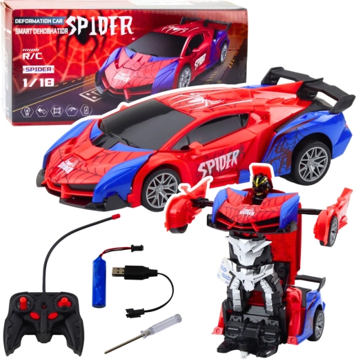 Op afstand bestuurbare auto Robot Spider 2-in-1 met licht en geluid