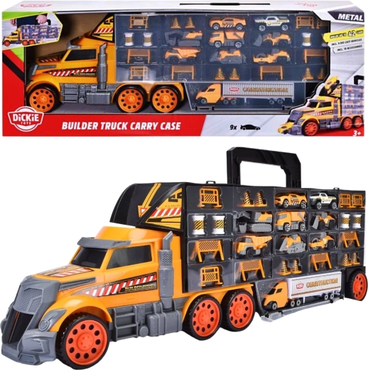 Dickie Toys builder truck carry case – bouwtruck-transporter opbergkoffer voor autootjes 62 cm