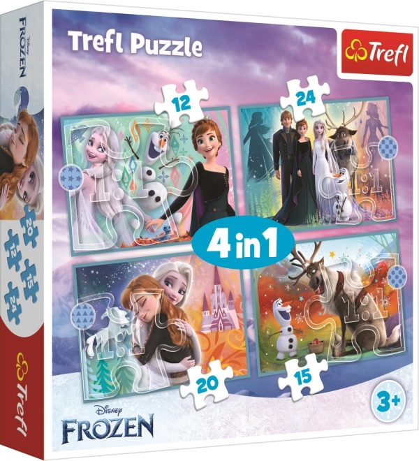 Frozen Puzzel 4v1 (12, 15, 20, 24 stukken) - Prachtige wereld