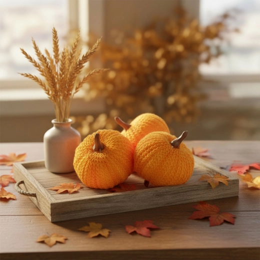 Herfstdecoratie pompoenen met clip, oranje, 3 stuks