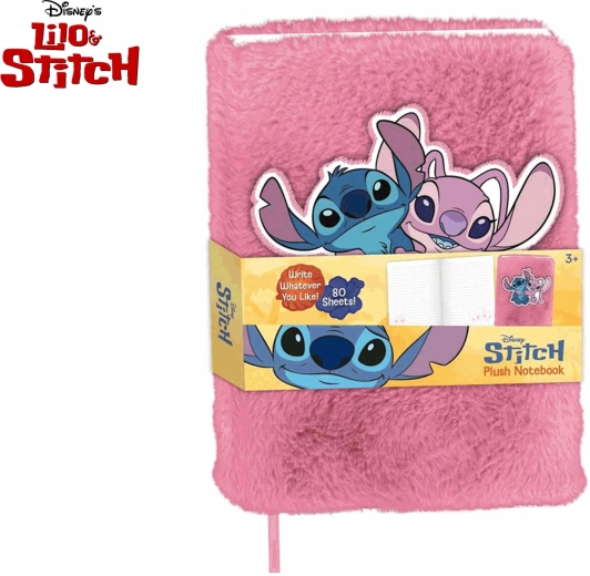 Pluche notitieboek Lilo & Stitch – roze, 80 vellen