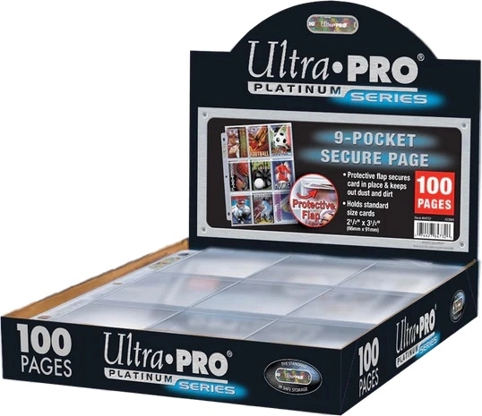 Ultra PRO premium albumpagina’s 9-pocket met beveiligingsflap voor kaarten in standaardformaat (100 stuks)