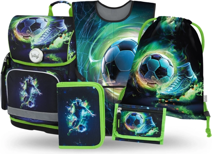 Baagl schoolset Ergo Voetbalspeler – schooltas, etui, gymzak, schort en portemonnee