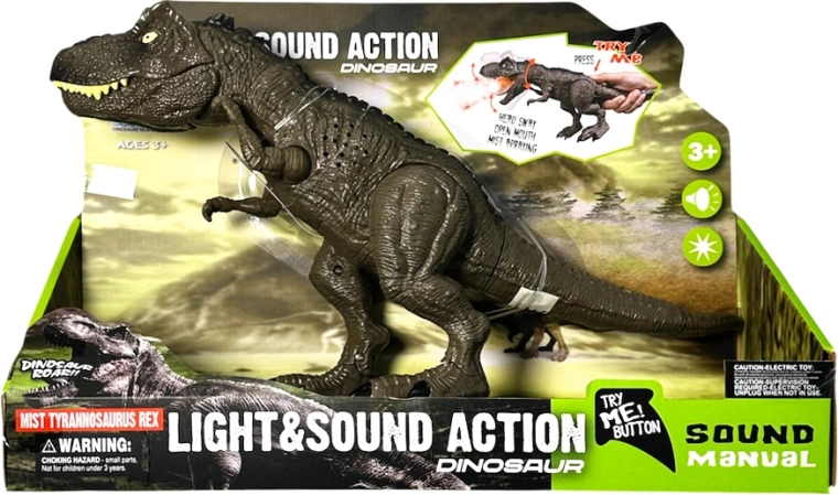 Dinosaurus Tyrannosaurus rex met lichte en geluidseffecten en rook - 1 stuk