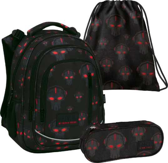 Schoolset BackUP robots rood 3-in-1 (rugzak, etui en gymtas)